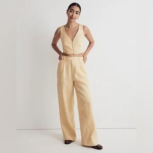 Madewell 100% Linen The Harlow Wide-Leg Pant in Light Straw